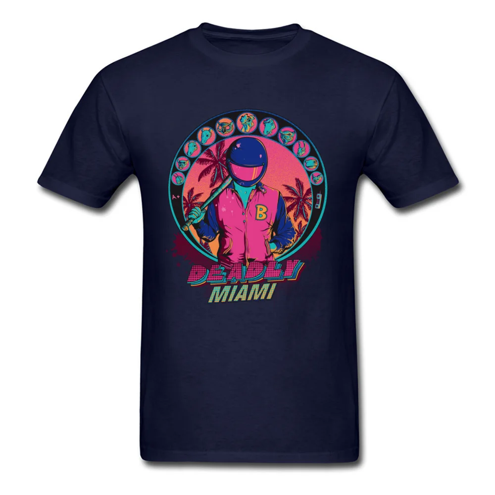 Deadly Miami Leisure T-shirts for Men 100% Cotton Fabric VALENTINE DAY Tops Tees Tee Shirts Short Sleeve Latest Crew Neck Deadly Miami navy