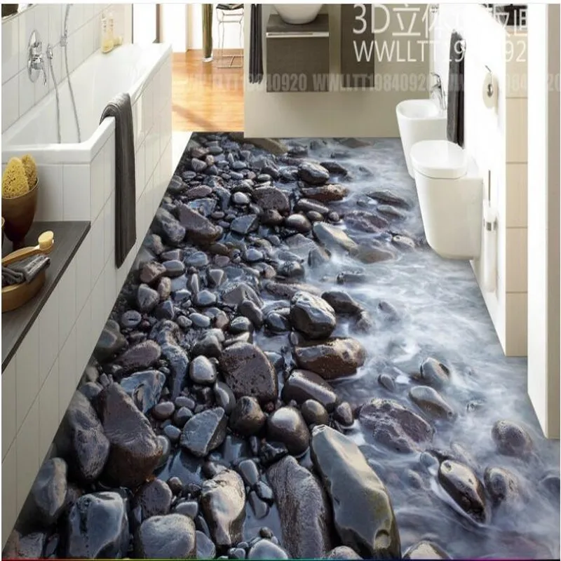 Wellyu Custom Large Murals River Stone Bathroom Pvc Thick Large Murals River Stone Bathroom Pvc