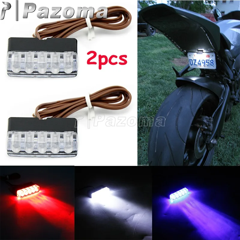 White Red Blue Motorbike LED License Plate Light 19