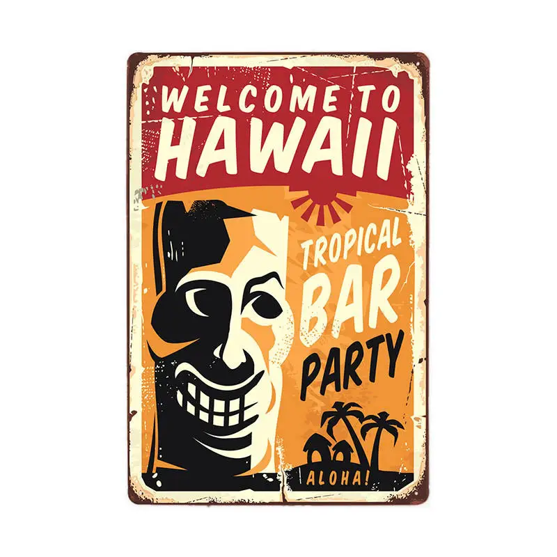 Винтажный постер времени серфинга летняя жестяная вывеска Tiki Bar старые ржавые