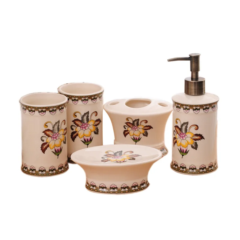 Five PIECES /set of bathroom wash and rinse. Nordic ceramic wash and rinse Kit Set Wedding Gift