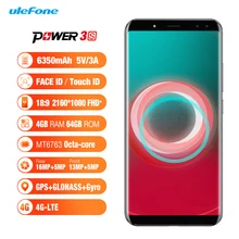 Ulefone power 3S 6," 18:9 FHD+ Android 7,1 мобильный телефон MTK6763 Восьмиядерный 4 Гб+ 64 Гб 16 МП 4 камера 6350 мАч Face ID 4G смартфон