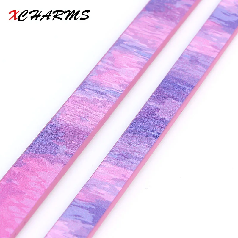 

XCHARMS 12mm 10mm Pink Ink Painting Flat Leather Cord & Rope Diy Jewelry Findings Accessories Jewelry Making for Bracelet