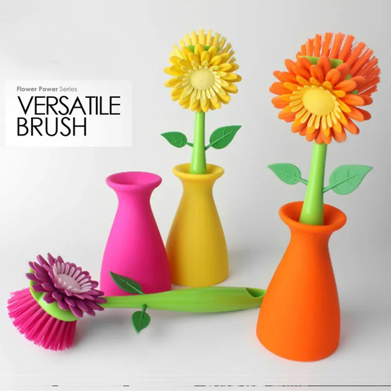 Brand New 2015 Fashion Flowers Brush Dish Cleaning Brushes Kitchen