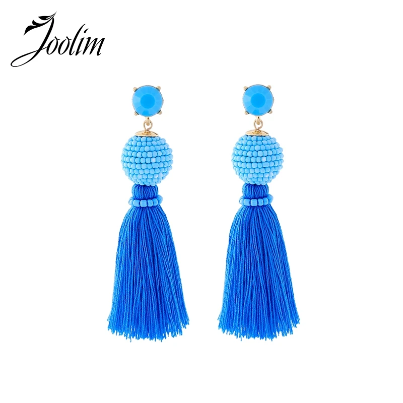 Buy JOOLIM Hot Trendy Blue Ball Tassel Earring Long Fringe Dangle Earring Party