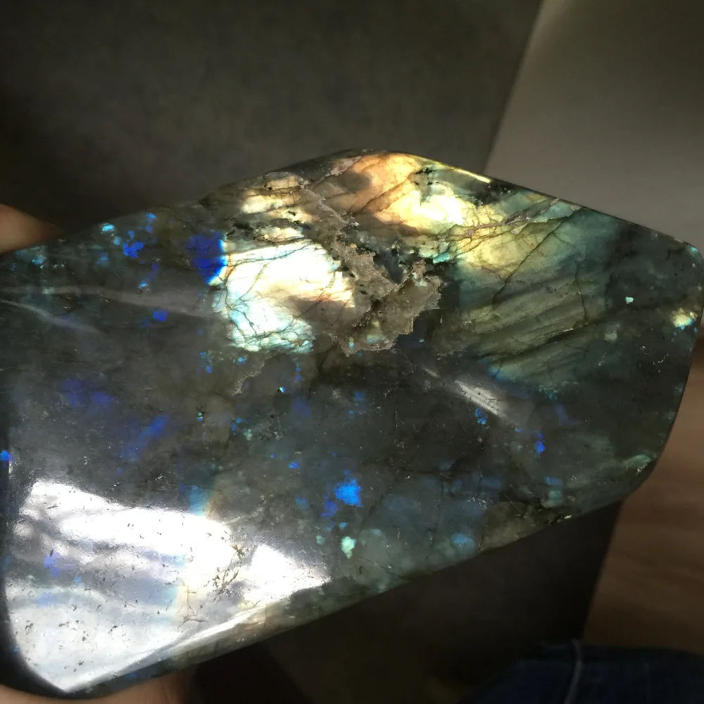 926g Natural Labradorite Quartz  Crystals Colorful home  