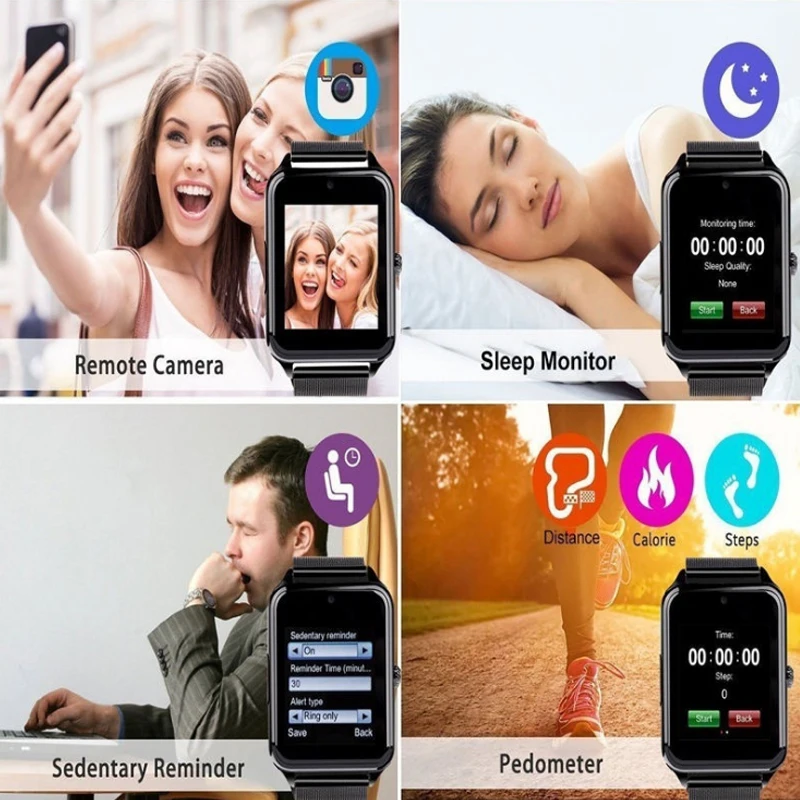Смарт часы EAGOOD с металлическим ремешком Bluetooth наручные поддержкой sim карты TF Android