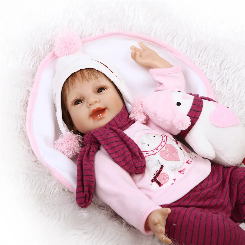 

NPK 22"55cm girl doll reborn silicone vinyl children play house toys bebe gift boneca reborn silicone reborn baby dolls