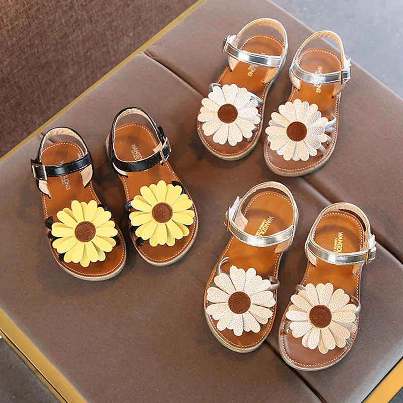 

2019 Summer Girls Sandals Flower Beach Shoes Sunflower Girls Shoes Baby Sandal Kids sandalias Princess shoes MCH123