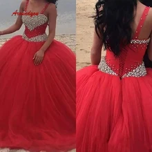 Роскошные пышные платья бальное платье с длинными кристаллами для выпускного вечера 16 милое платье vestidos de 15 anos