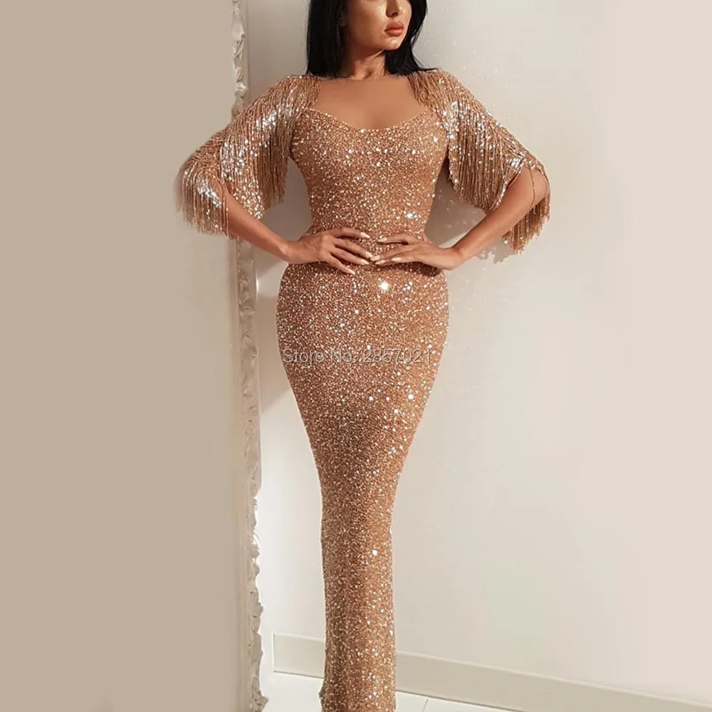 

Shiny Muslim Mermaid Evening Dresses Heavy Handwork Dubai Arabic Formal Turkey Bling Sequins Prom Dress African Abendkleider