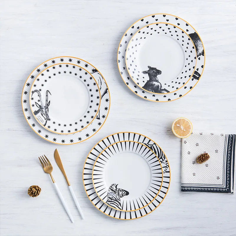 

Creative animal pattern steak plate pasta dish plate sets tableware