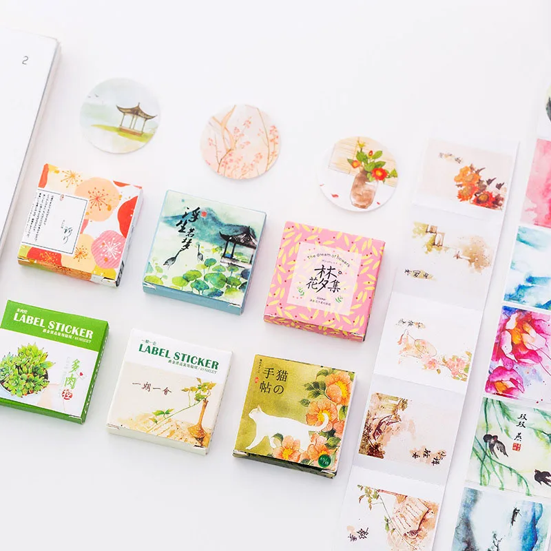 40 Pcs/box DIY Material Cartoon Animal Scenery Diary Stickers Scrapbooking Stationery Paper Label Sticker Student School Supply |