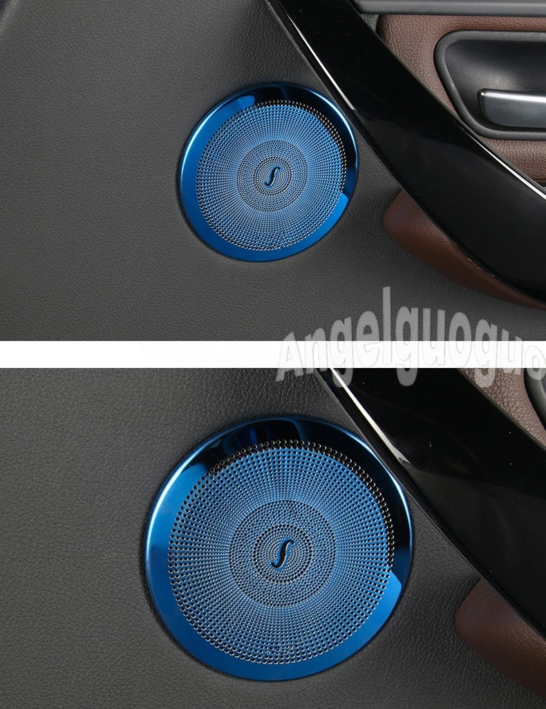 Angelguoguo  stainless steel Car Audio Speaker Car Door Loudspeaker Trim Cover For BMW 3 Series 2013-2018 F30 F35