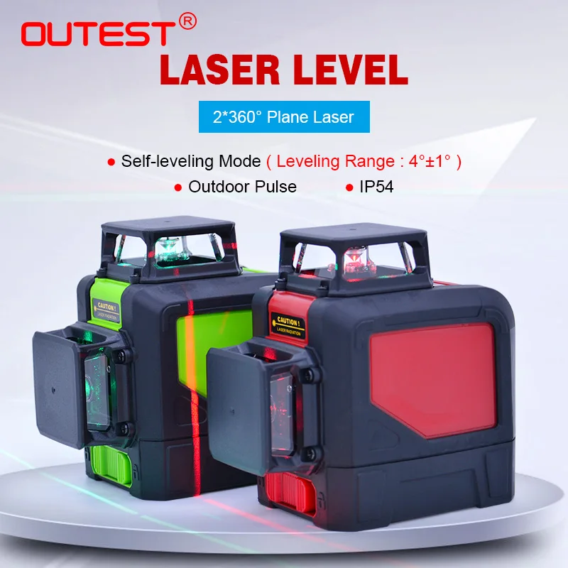 OUTEST Green Laser Level Self-Leveling 360 Horizontal Vertical Laser Beam 2/5/8/12 lines Laser Level 3D 360