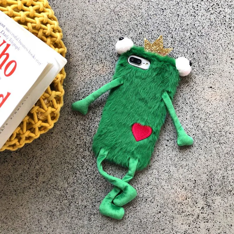Aoweziic Creativity plush cartoon frog 6s X XS MAX mobile phone case for iphone7 8plus XR soft shell female