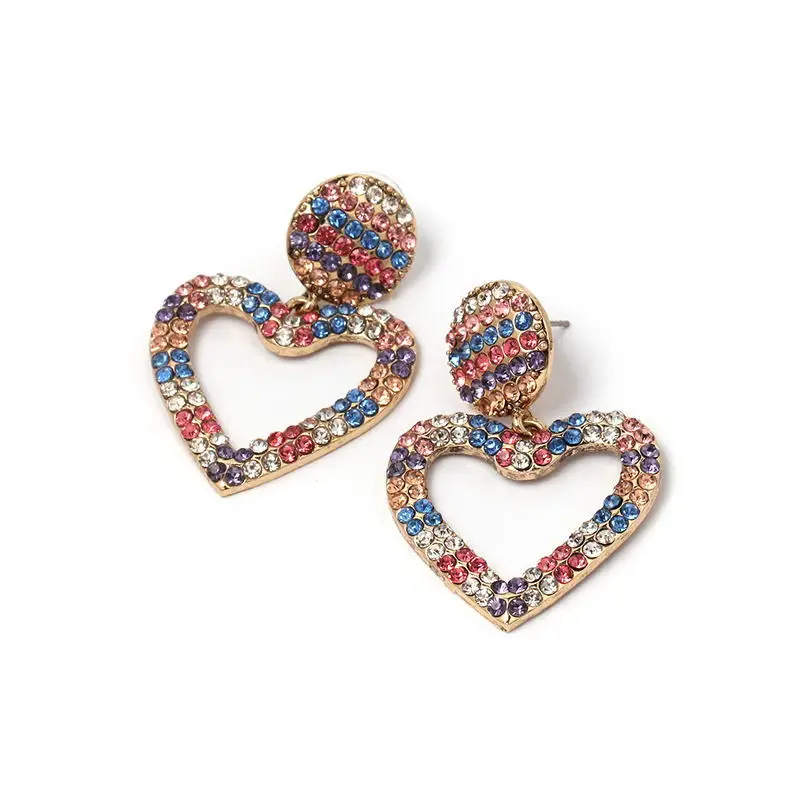 AENSOA, Роскошные Разноцветные серьги в форме сердца с кристаллами для женщин, серьги-подвески, модные свадебные украшения, подарок