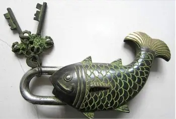 

Bronze craft and Door Drawer Lock fish lock to play token bronze gift
