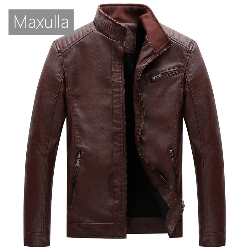 Maxulla мужская куртка из ПУ Модные мужские толстые кожаные куртки пальто