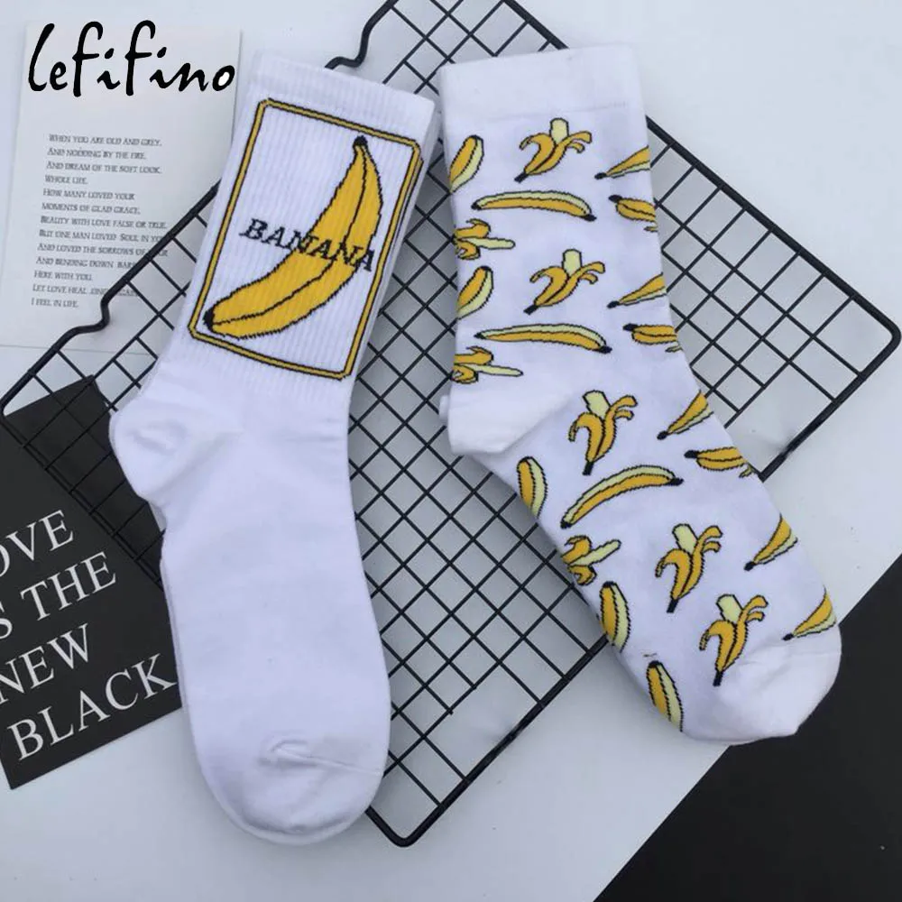 Креативные женские хлопковые носки с фруктами Белые Носки с рисунком банана и медведя Компрессионные носки унисекс носки забавная новинка носки в стиле хип-хоп Ne72740