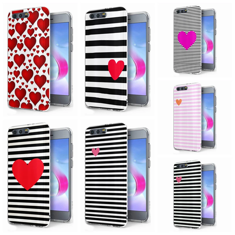 For Huawei P9lite 2017 Y5ii / Y6 II Compact Honor P Smart/P10 Lite TPU Soft design Flora pink Heart Painted Case Fundas A082 |