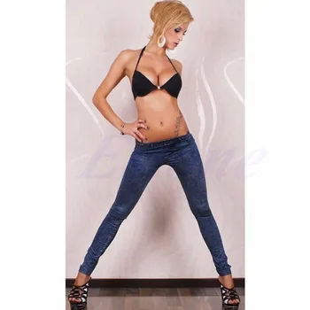 

Sexy Women Denim Look Jeans Skinny Jeggings Stretchy Slim Leggings Skinny Pants