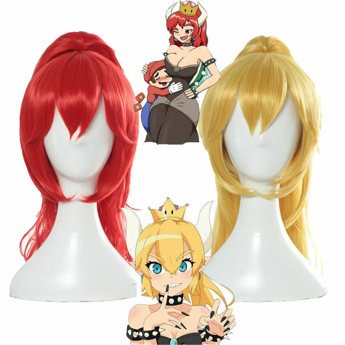 Новый Bowsette принцесса Боузер персик Saber Лилия косплей парик блонд клипсы конский