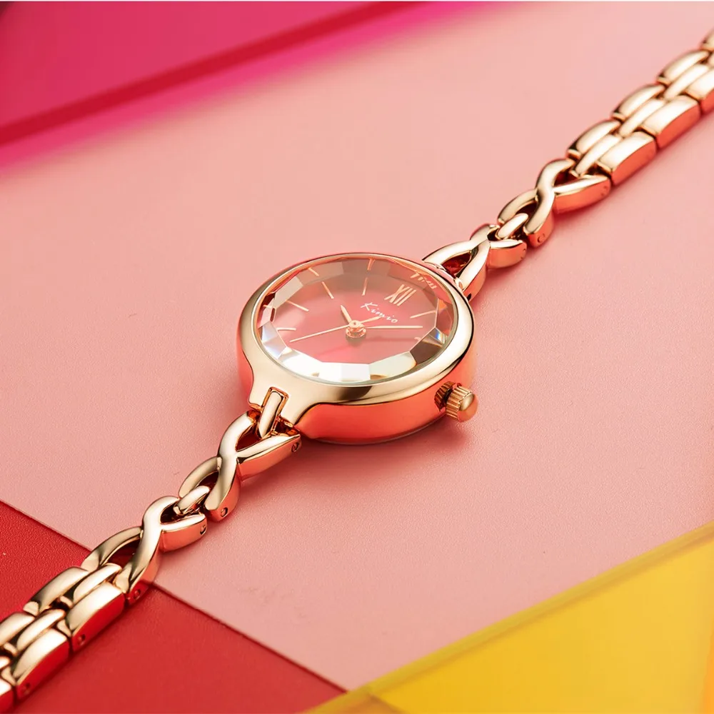 

Kimio New Women Watch Luxury Brand Watch Rose Gold Women Quartz Clock Creative Wood Pattern Dial Fashion Wristwatch montre homme