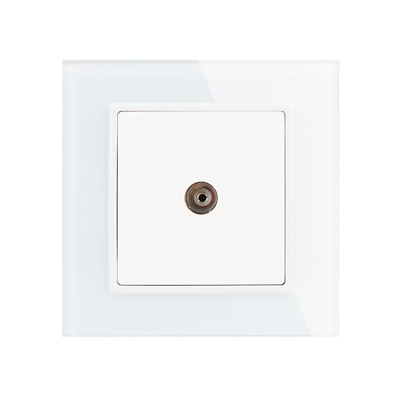 Faddish-White-crystal-glass-panel-VL-W291V-12-modern-TV-wall-socket-Free-shipping-Livolo-New