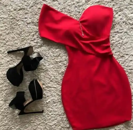 

Red Short Prom Dress One Shoulder Sweetheart Stretch Satin Party Dresses Women Evening Prom Celebrity Dresses