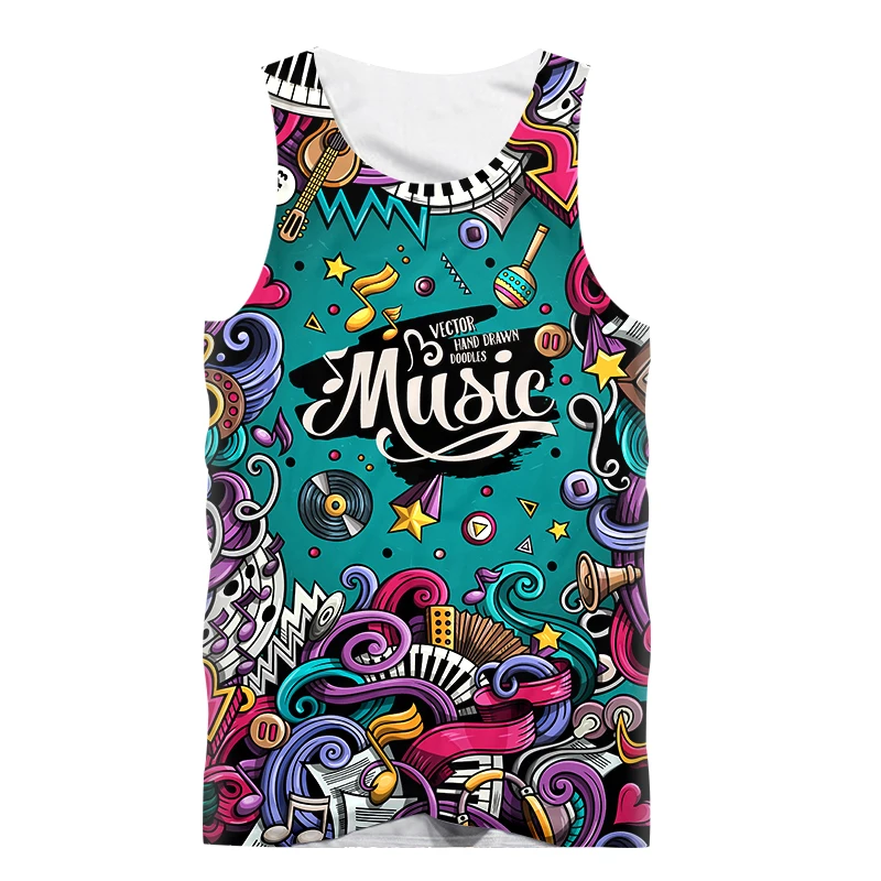 

Fashion Sexy Tank Tops Men Sleeveless Vest Funny Creative Music Poster 3D Print Fitness Fashion Sexy Tank Bodybuilding Tanktop