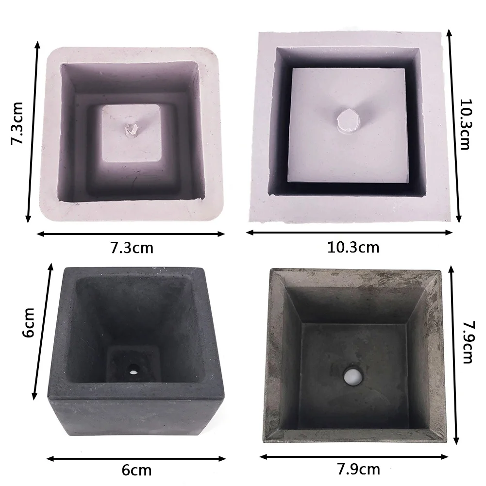 Квадратная керамическая глиняная форма для горшков, бетонных растений, силиконовая форма для украшения дома, настольные поделки ручной работы, креативная форма для цветочного горшка