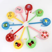 Baby Rattles Drum Toys Wooden Rattle Pellet Drum Toy Cartoon Musical Instrument Sound Training for Children Gift children jingle stick shaker rattle wooden musical toy