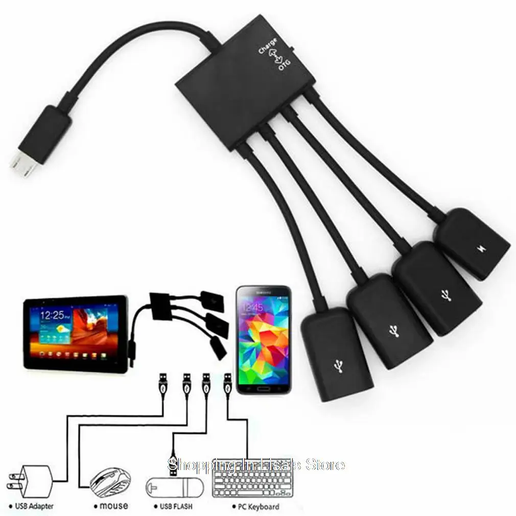 1 шт. высокое качество 4 порта Micro USB для Android Планшетный компьютер pc мощность зарядки OTG концентратор Кабельный разъем сплитер