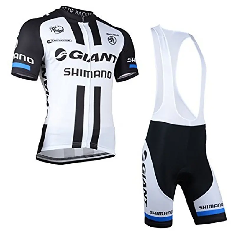 

Outdoor Sports Pro Team Men`s Short Sleeve Giant Shimano Cycling Jersey and Bib Shorts Set-X-Large