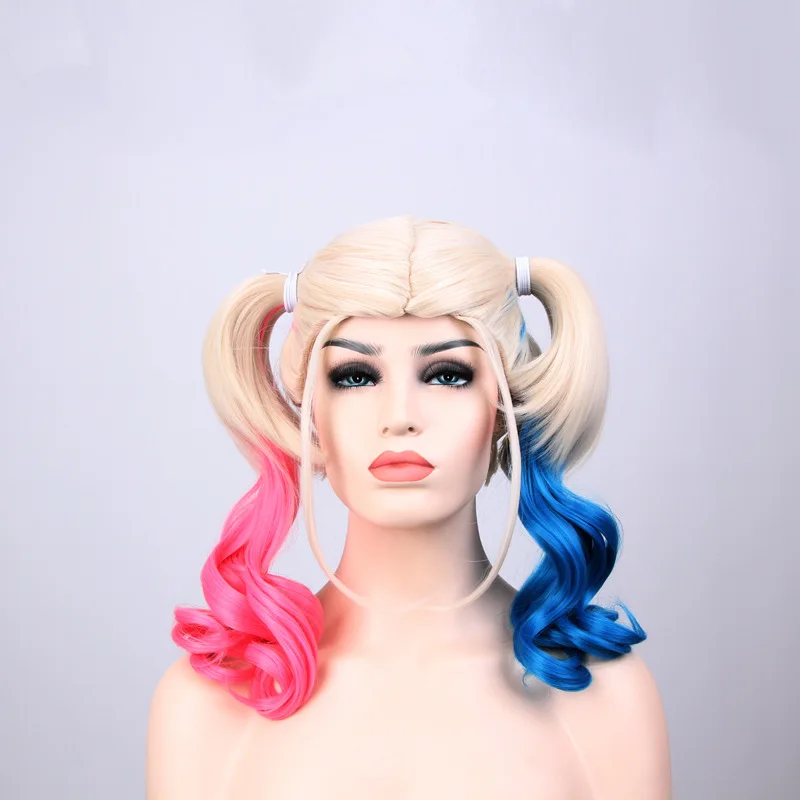 Pink Blue Blonde Mix Harley Quinn Suicide Squad Batman Synthetic Hair