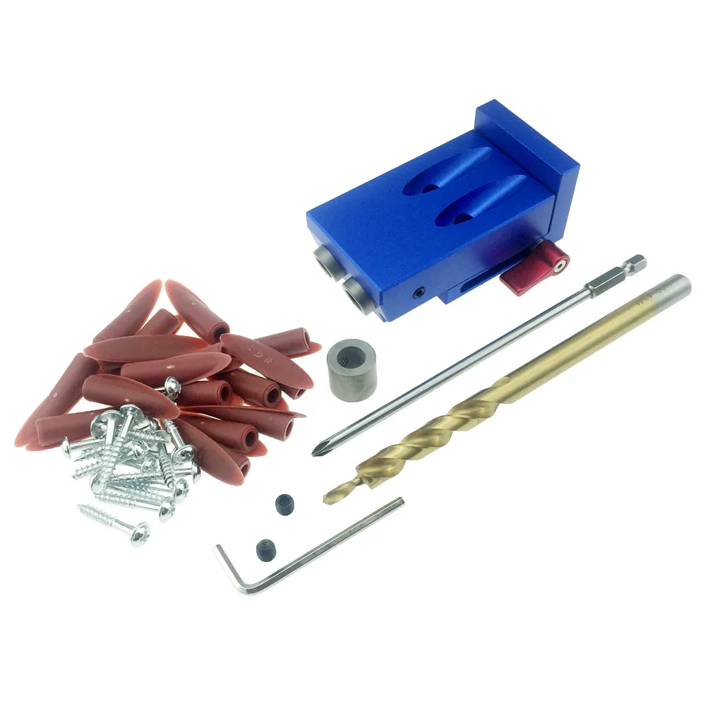 

Pocket Hole Jig Kit System For Wood Working & Joinery + Step Drill Bit & Accessories Wood Work Tool Sets Bits Kits HT984