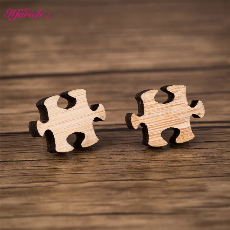 

Hfarich Geometric Puzzle Wooden Stud Earrings Toys Game Jewelry Personality Unique Christmas Gifts Hot Sale Dropshipping Brincos