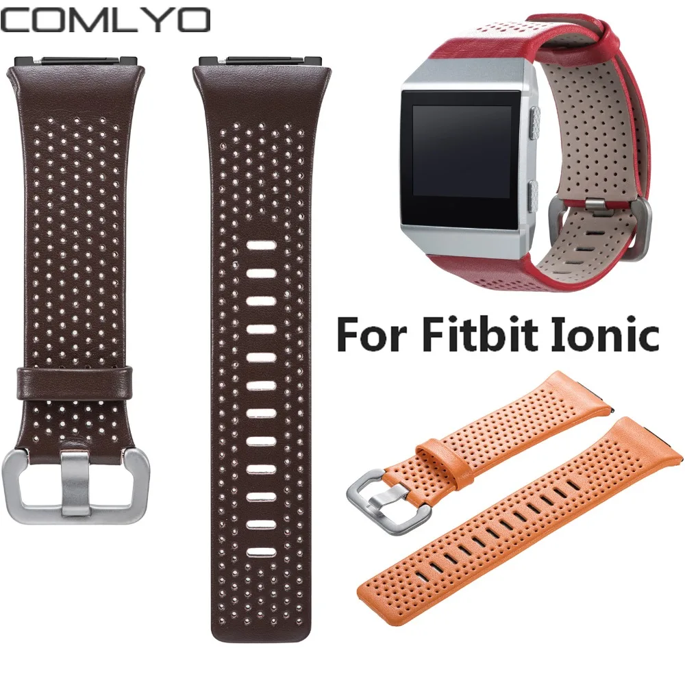 

L/S COMLYO Wrist Band Bracelet For Fitbit Ionic Strap Perforated Leather Accessory Watchband Replacement For Fitbit Ionic Watch