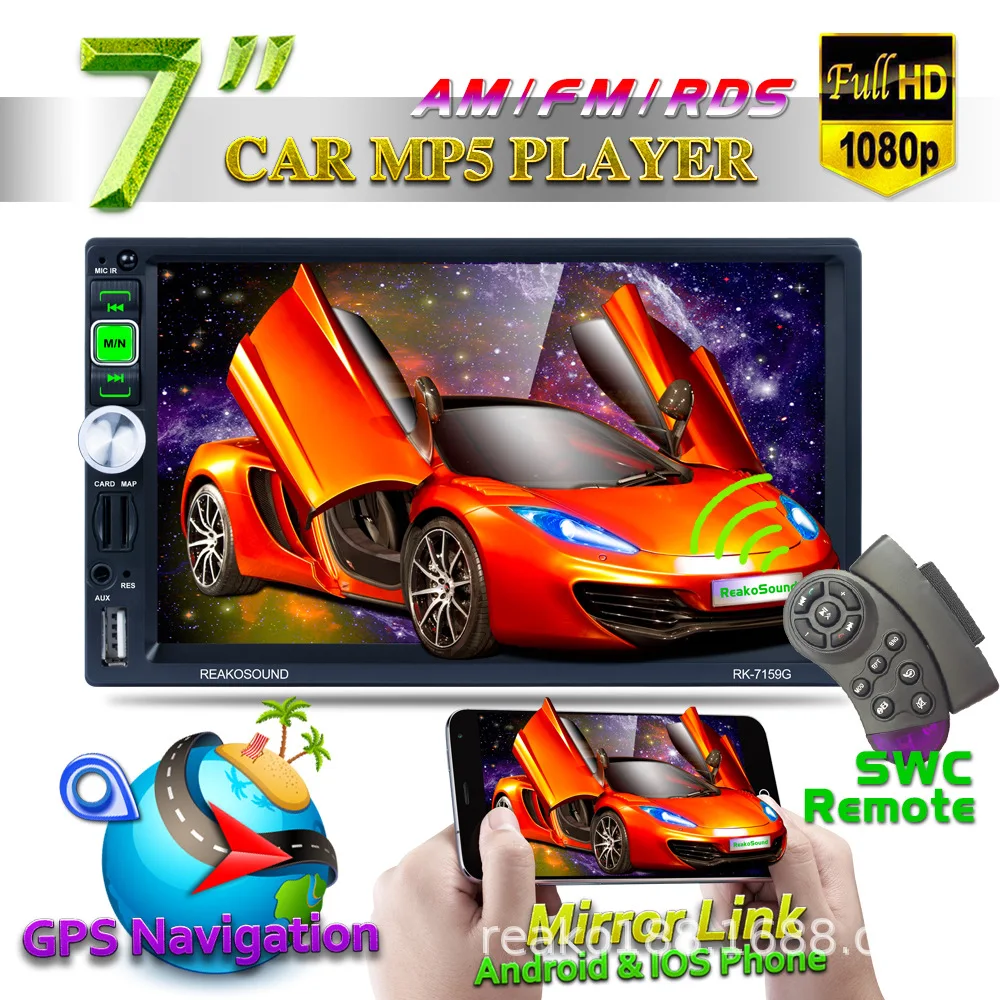 

Car Audio with USB Support Rear Camera MP5 Player for Auto 7'' Touch Screen 2din Car Radio Bluetooth Music Video Player