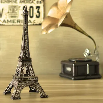 

Hot Sale! 1pc 15cm Bronze Tone Paris Eiffel Tower Figurine Statue Antique Home Decoration Vintage Metal Crafts Model 011030015