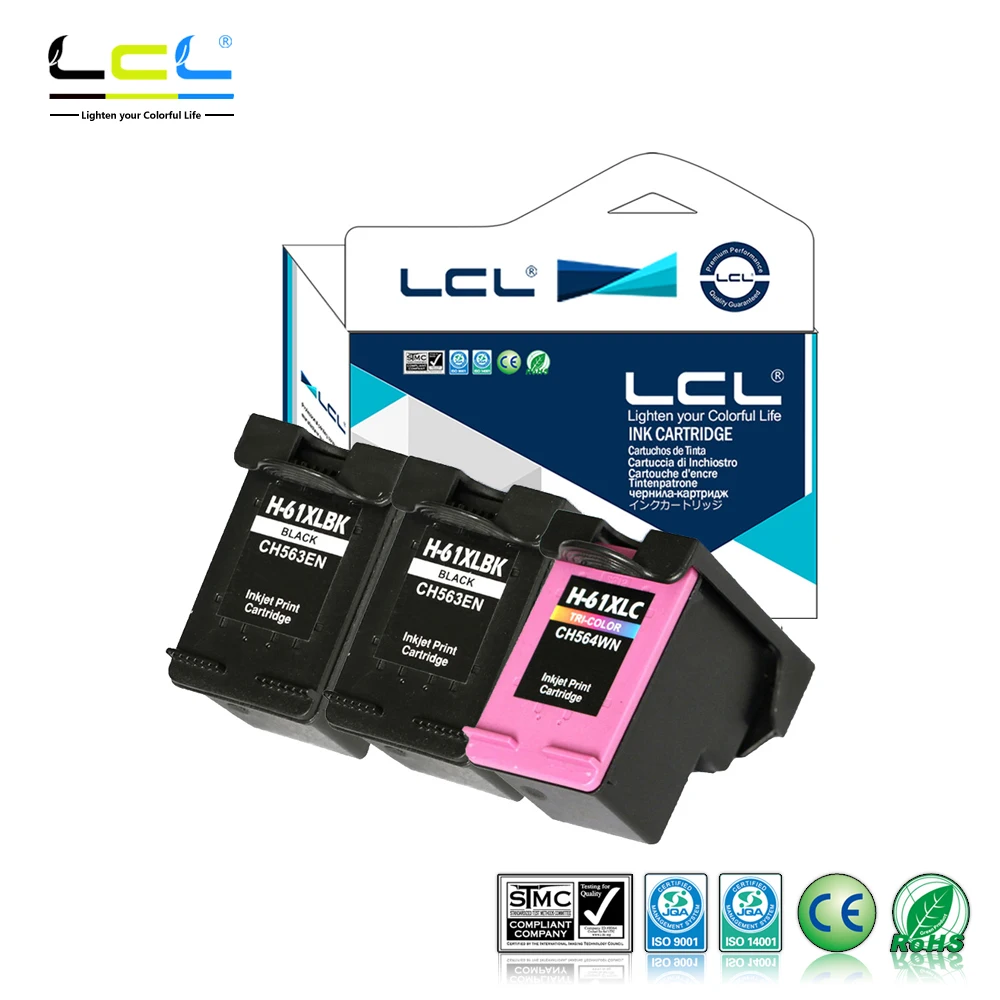 LCL 61XL 61 XL CH563WN CH564WN (3 Pack Black Tri color) Ink Cartridge Compatible for HP Deskjet
