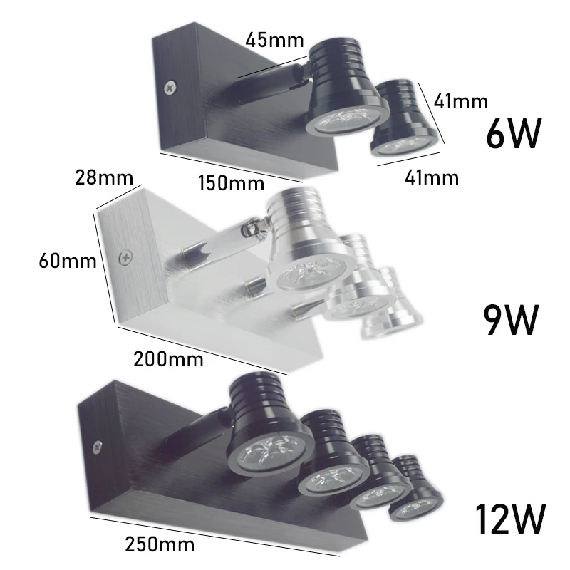 6 Вт, 9 Вт, 12 Вт, современный алюминиевый светодиодный зеркальный фонарь для ванной комнаты, настенные светильники для макияжа, светодиодный туалетный столик, настенные бра, освещение
