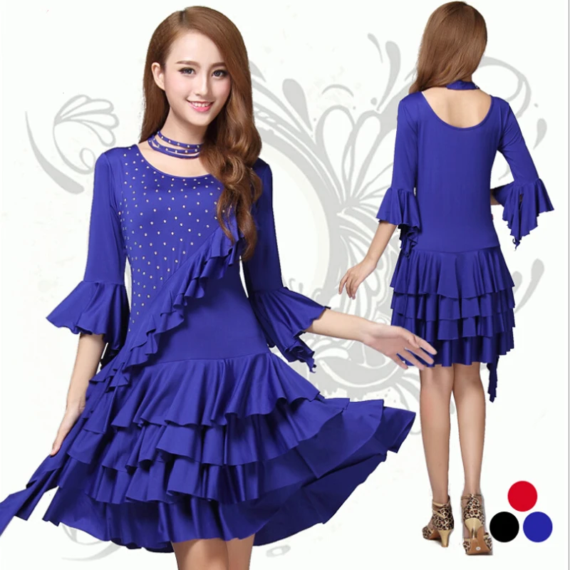

New Arrival Latin dance costumes dress for women long Sleeves Ballroom Rumba Samba Dance Costume nice Latin Dance Dresses