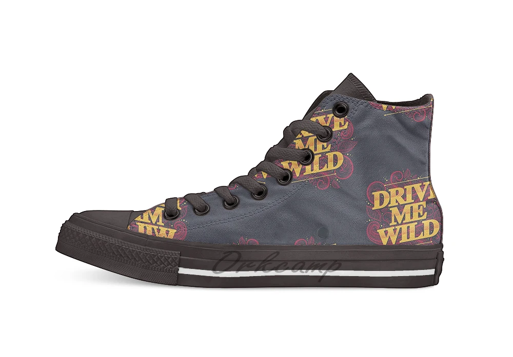 

DRIVE ME WILD Unisex High Top Canvas flat Casual Custom shoes Drop Shipping