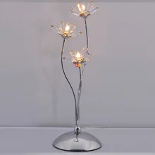 Крошечные современные Кристальные лепестки изголовья для спален Настольные светильники Гостиная хромированная основа роскошные изысканные цветы настольные светильники