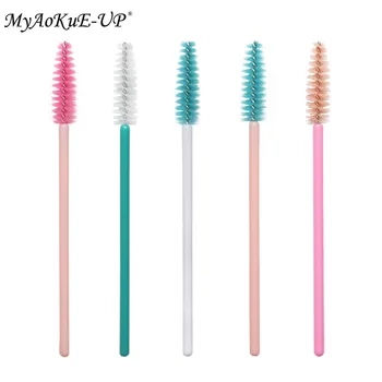 

New Arrived 200pcs Pink Handle Nylon Disposable Mascara Wands Lashes Eyelash Extension Eyelashes Brush Makeup Brushes