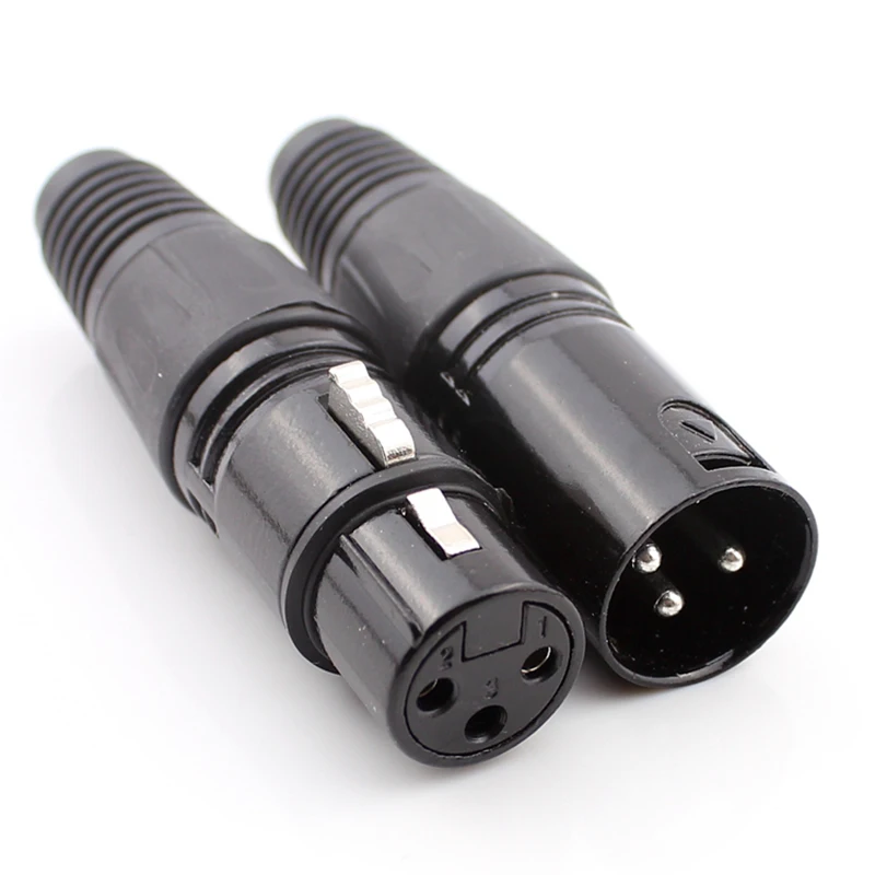 100pcs Switzerland Black 3 Pin XLR Conneector Microphone Karaoke Male Female Docking Plug | Обустройство дома