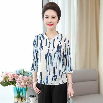 

2019 new style summer fashion striped women chiffon blouse and shirt casual short-sleeved XL-5XL