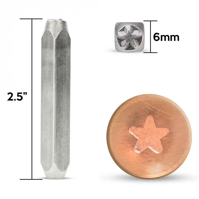 Economical Cross Star Shape Metal Stamp Tool 6mm Head for Customizing Jewelry Clay Art Leathers ds99